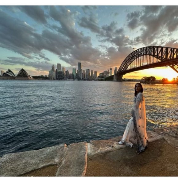 BEAUTIFUL SARA ALI KHAN WHITE SHRARA SET WITH ALL OVER SEQUENCE EMBROIDFERY WORK - Picture 10 of 12